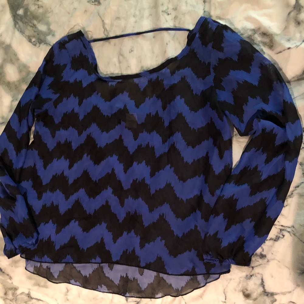 Blue Sheer Blouse with pattern